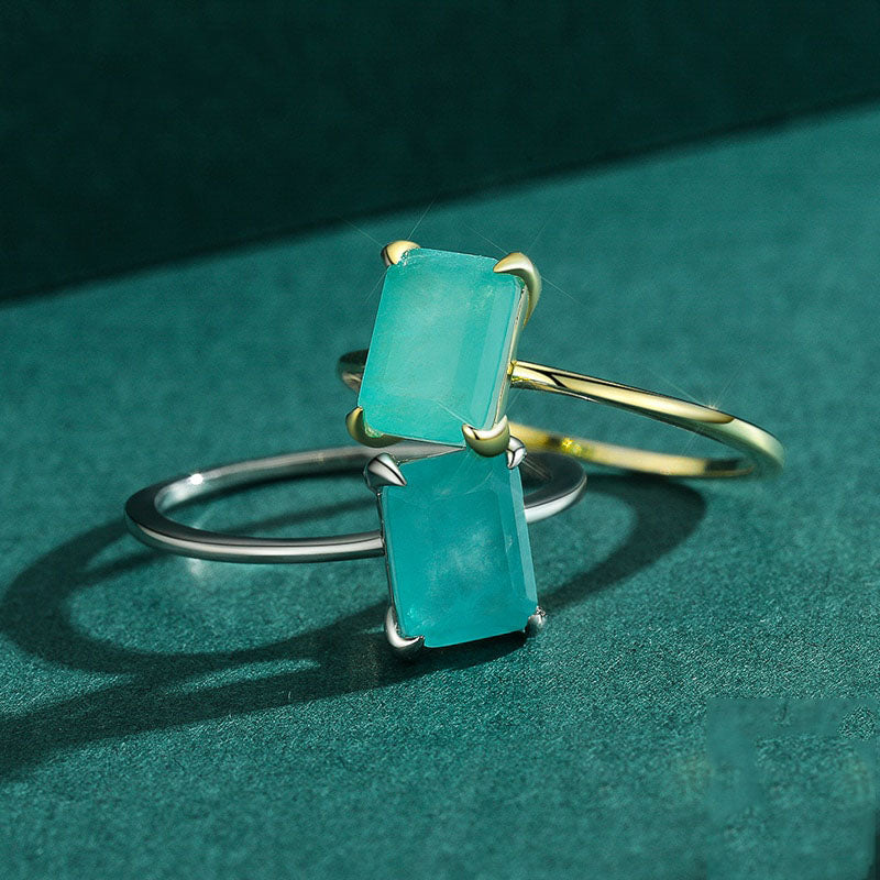Classic Rectangle Tourmaline Paraiba Ring - RawaJewels