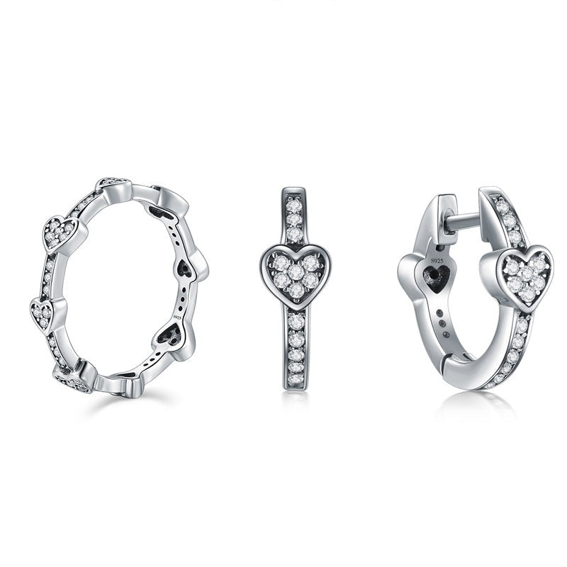 Hearts Ring & Earrings Jewelry Set - RawaJewels