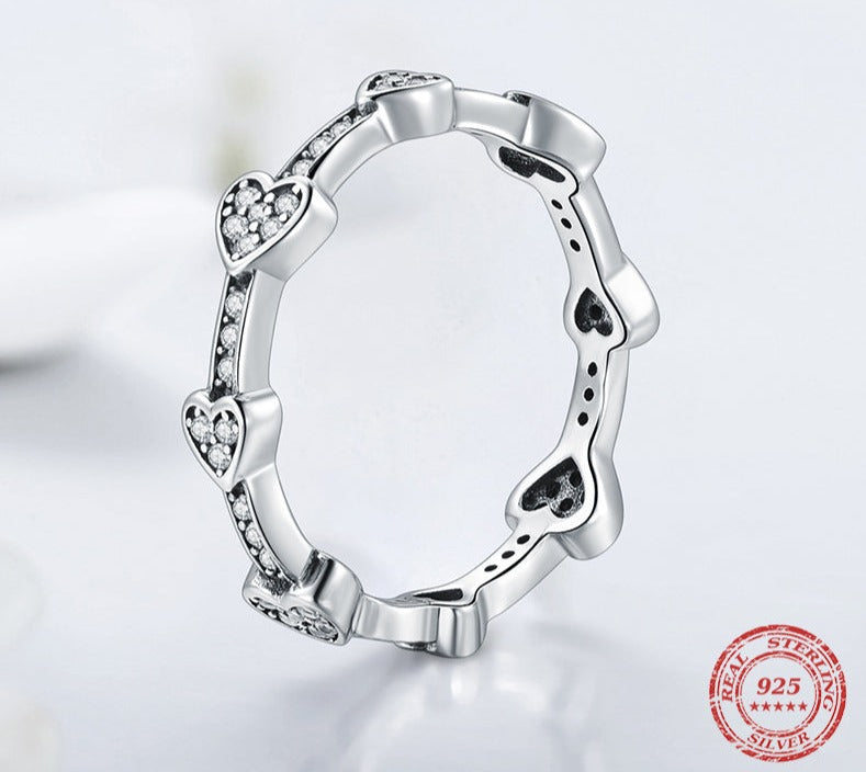Hearts Ring & Earrings Jewelry Set - RawaJewels