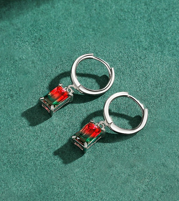 Watermelon Tourmaline Drop Earrings - RawaJewels