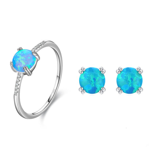 Blue Moon Ring & Earrings Jewelry Set - RawaJewels