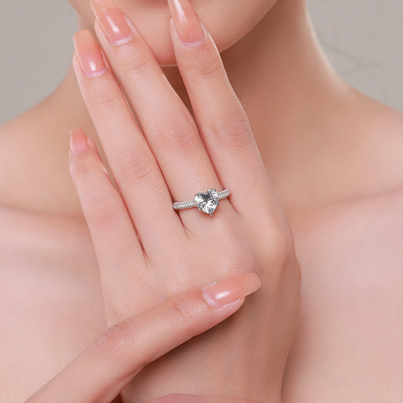 Romantic Heart Ring & Earrings Jewelry Set - RawaJewels