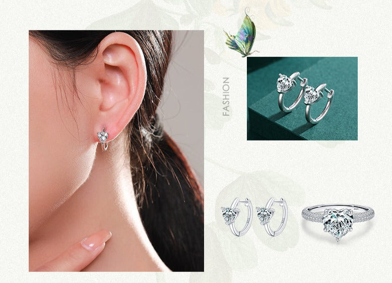 Romantic Heart Ring & Earrings Jewelry Set - RawaJewels
