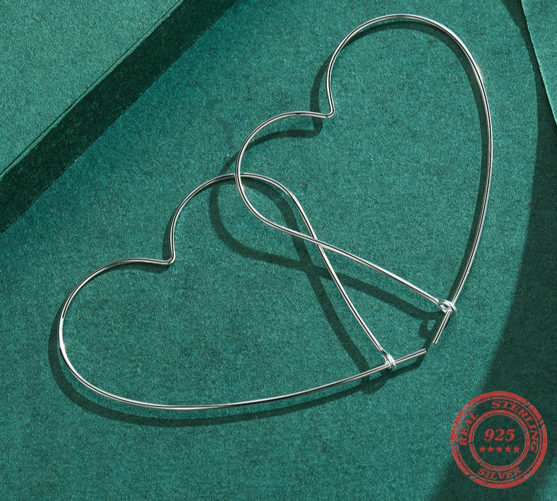 Line Hearts Big Hoop Earrings - RawaJewels