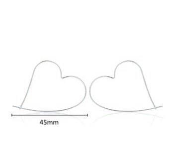 Line Hearts Big Hoop Earrings - RawaJewels