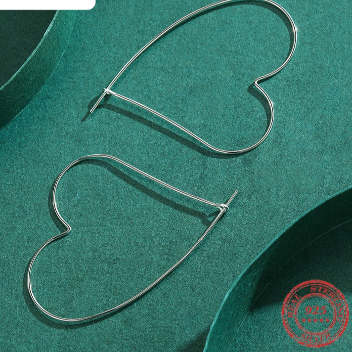 Line Hearts Big Hoop Earrings - RawaJewels