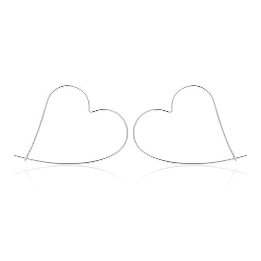 Line Hearts Big Hoop Earrings - RawaJewels