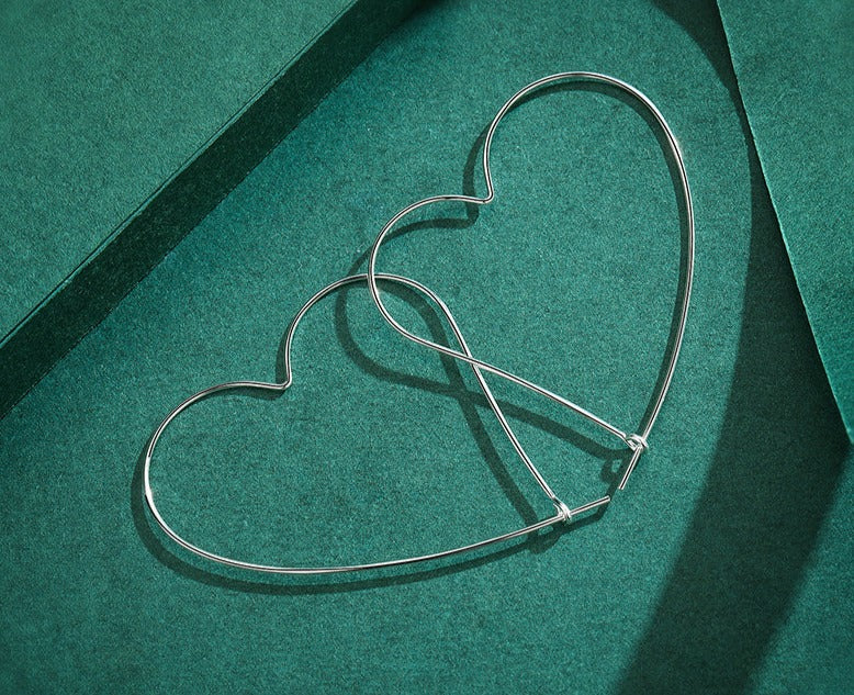 Line Hearts Big Hoop Earrings - RawaJewels