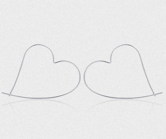 Line Hearts Big Hoop Earrings - RawaJewels