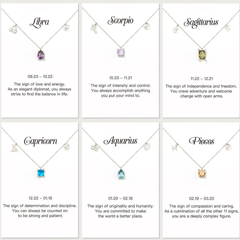 Twelve Constellation Necklaces with Stones