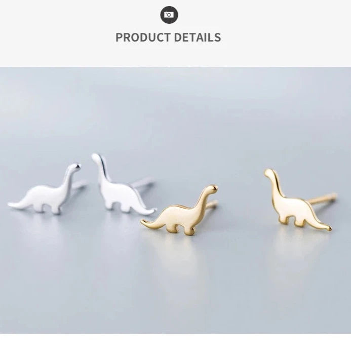 Cute Tiny Dinosaur Silver Stud Earrings