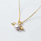 Natural Pearl Silver Wing Hearts Necklace