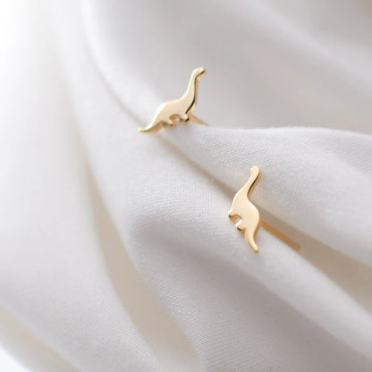 Cute Tiny Dinosaur Silver Stud Earrings