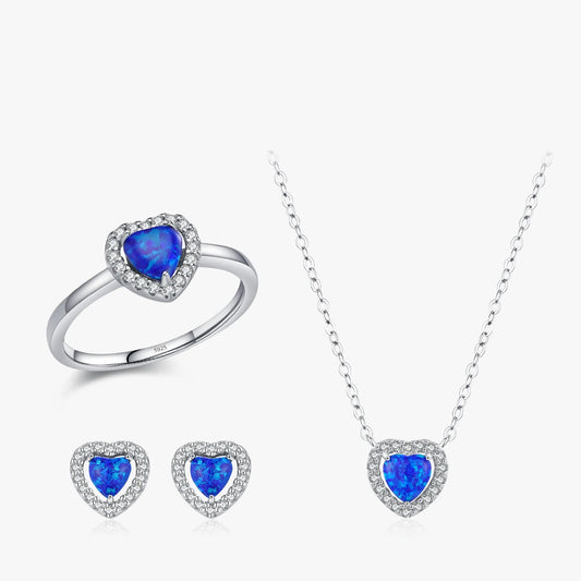 Dark Blue Opals Heart Jewelry Sets