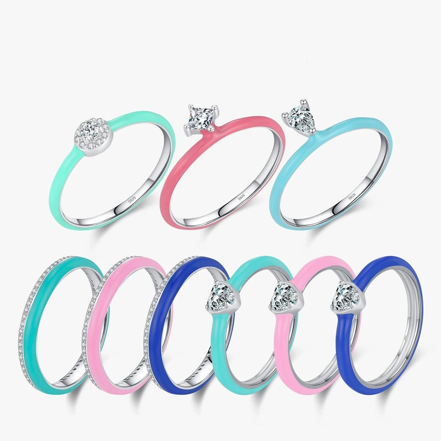 9 Styles Colorful Enamel Stackable Rings