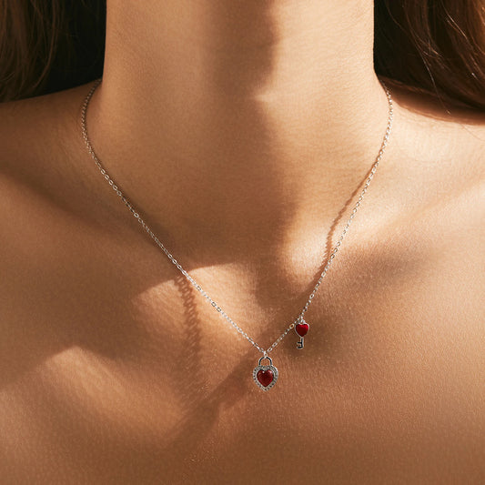 Heart Lock Key Necklace
