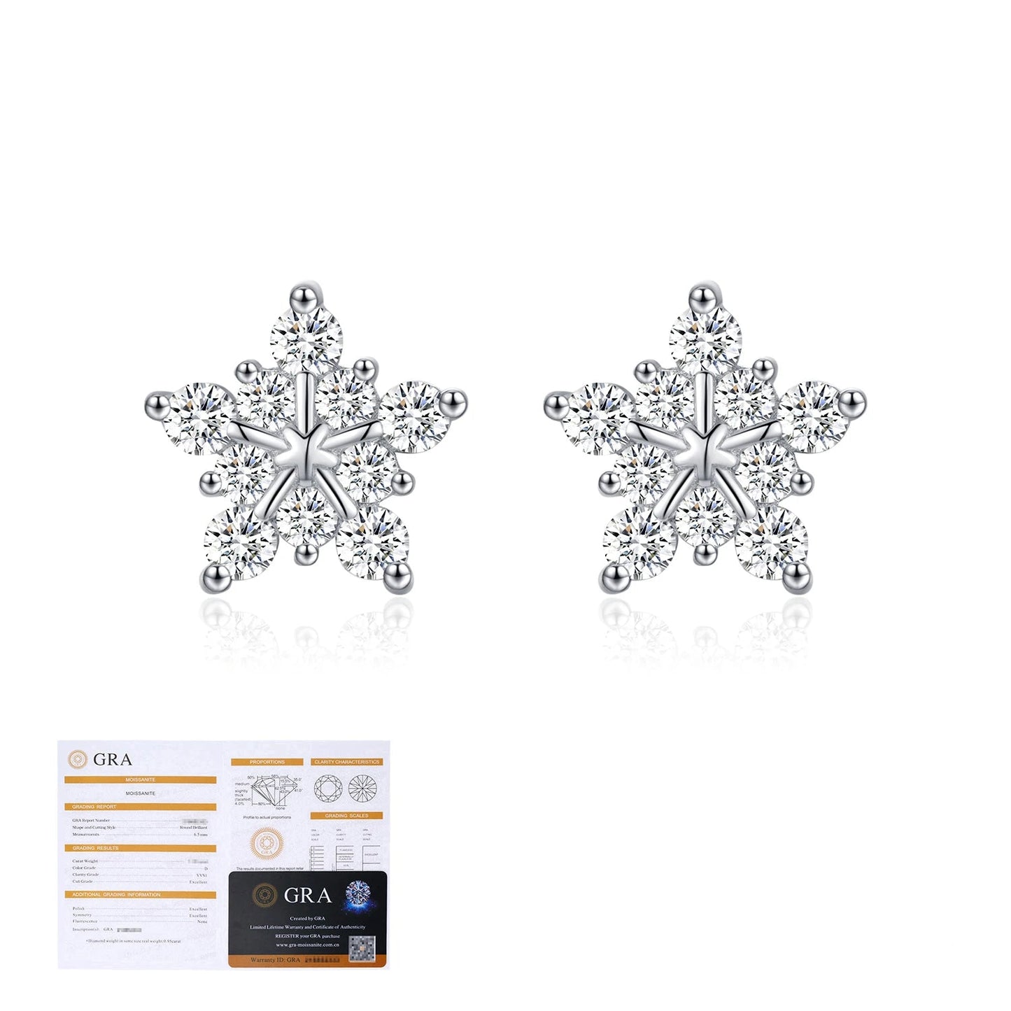 Dazzling Moissanite Cute Snowflake Earrings