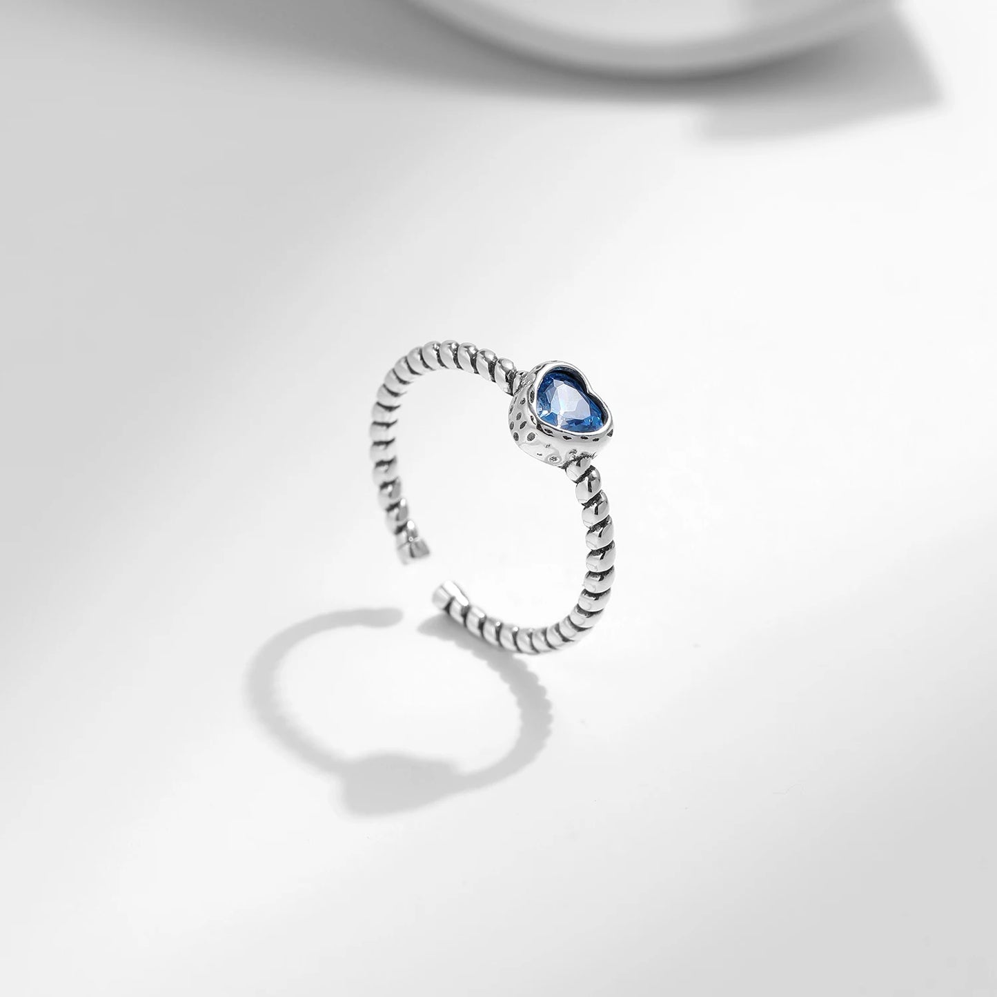 Blue Heart Retro Adjustable Ring