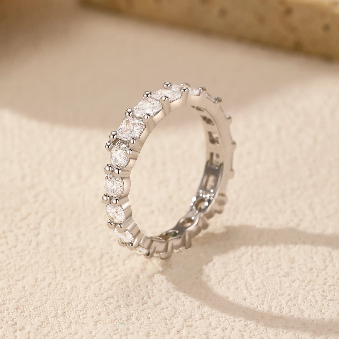 Geometric Water Drop Eternity Band Stackable Ring