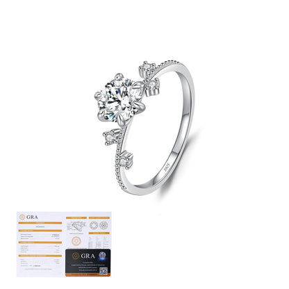 1CT Moissanite  Delicate Flower Six Claws Ring