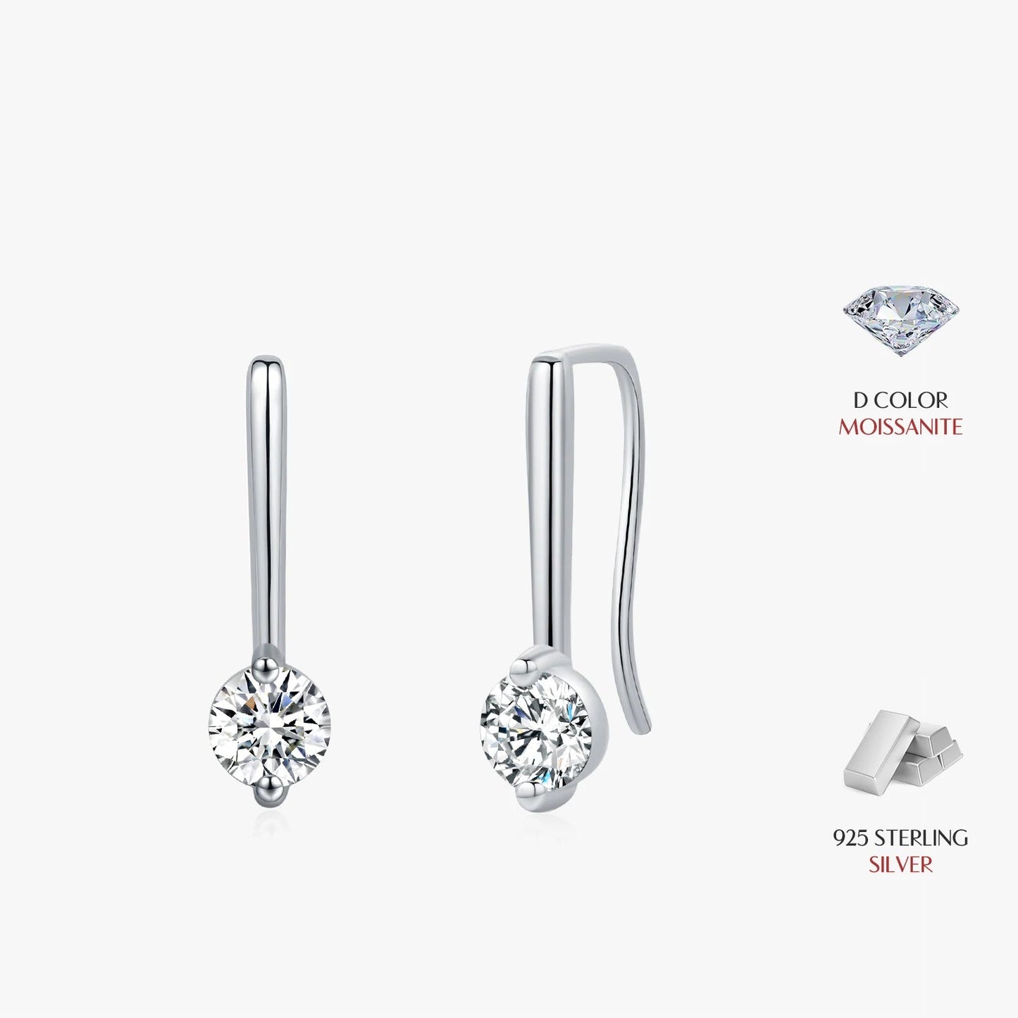 Moissanite Straight Drop Earrings