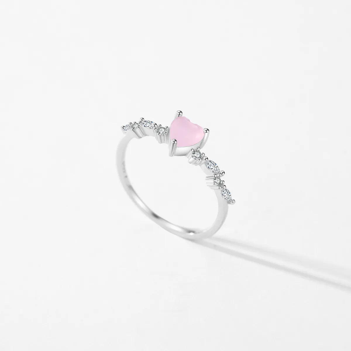 Elegant Pink Crystal Heart Ring