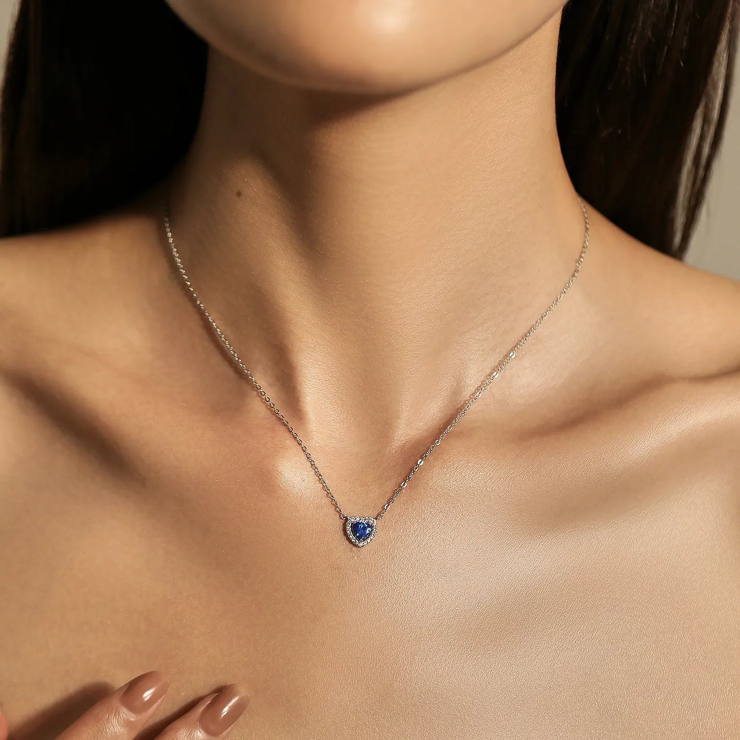 Blue Heart Opal Necklace