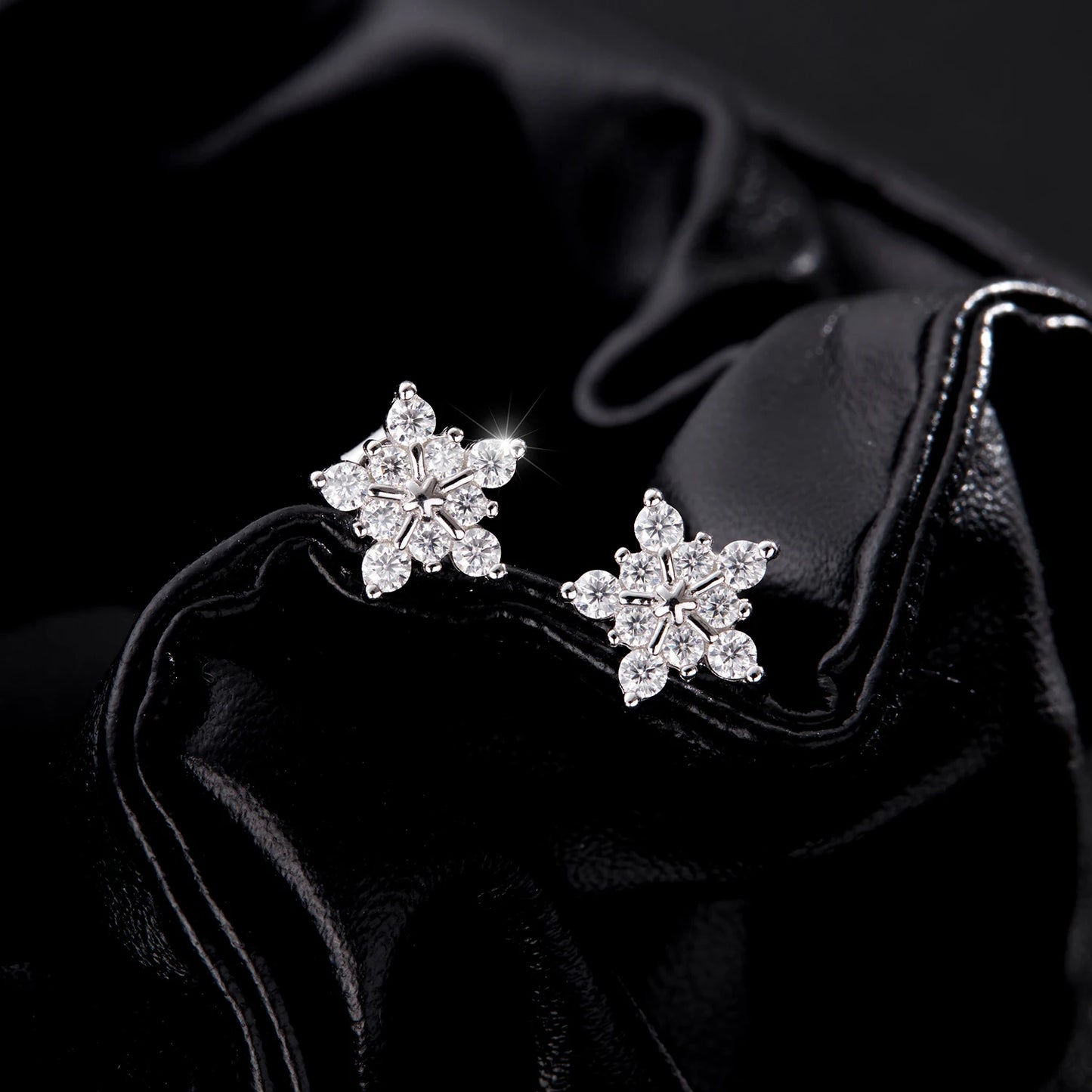 Dazzling Moissanite Cute Snowflake Earrings