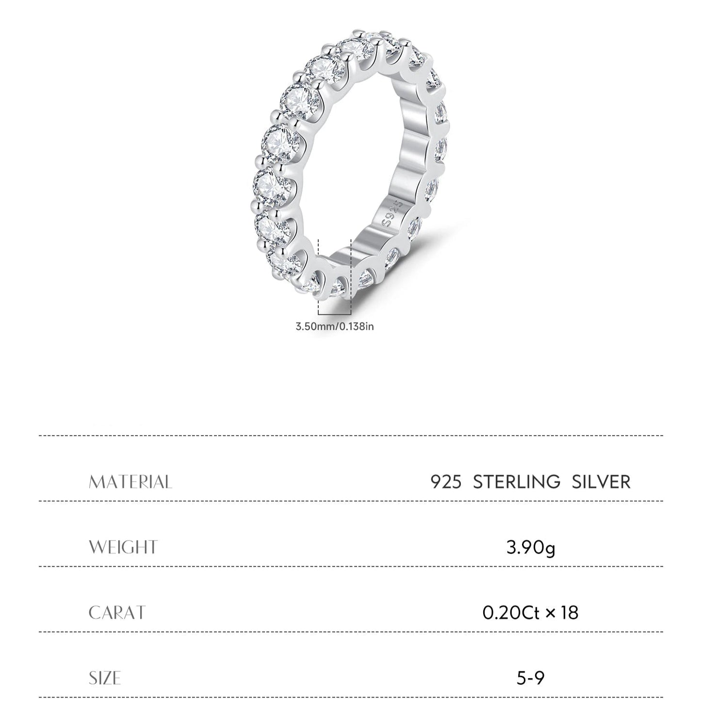 Moissanite Dazzling Round Eternity Band Ring