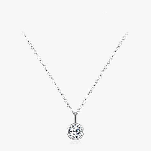 1 Carat Round Bezel Setting Moissanite Necklace