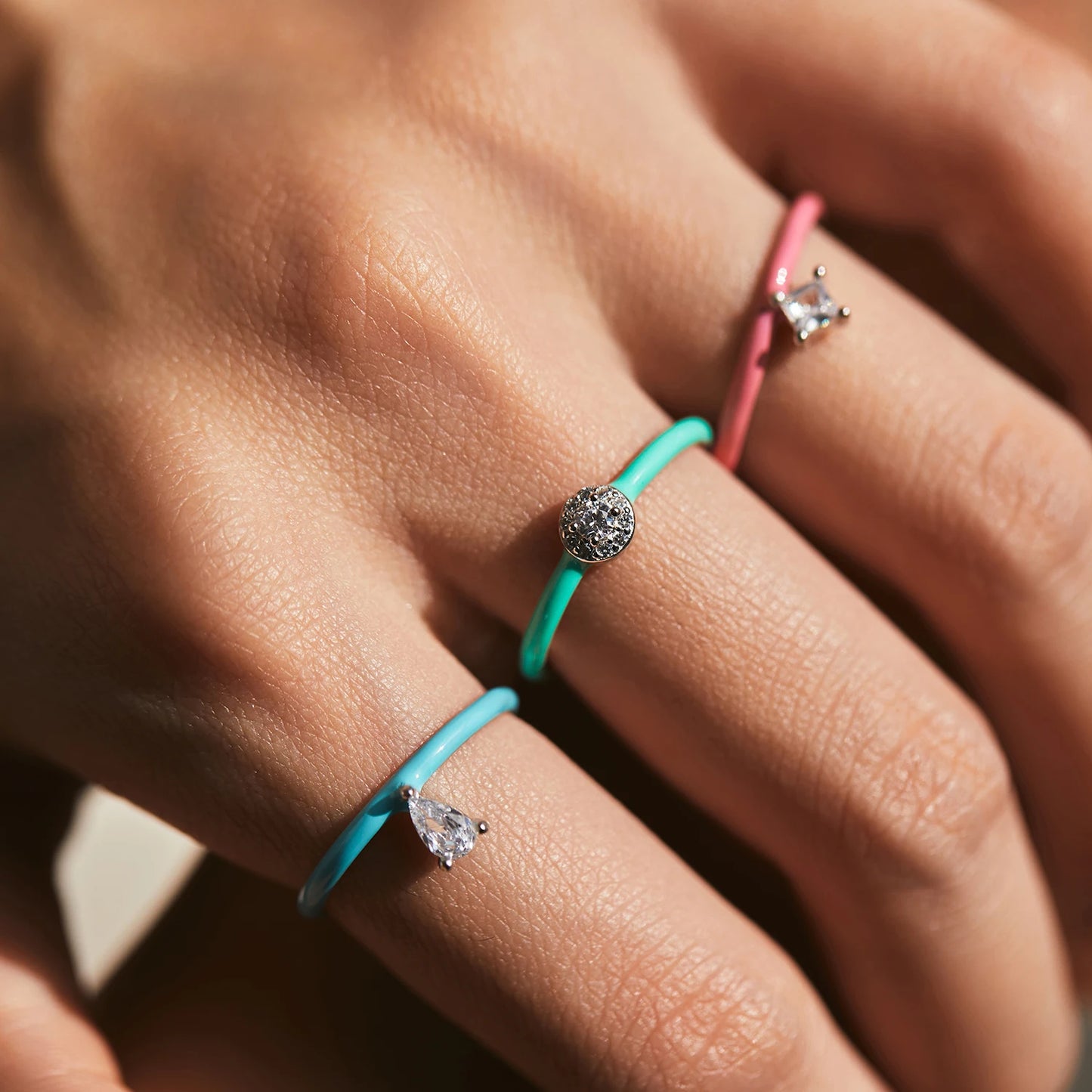 9 Styles Colorful Enamel Stackable Rings