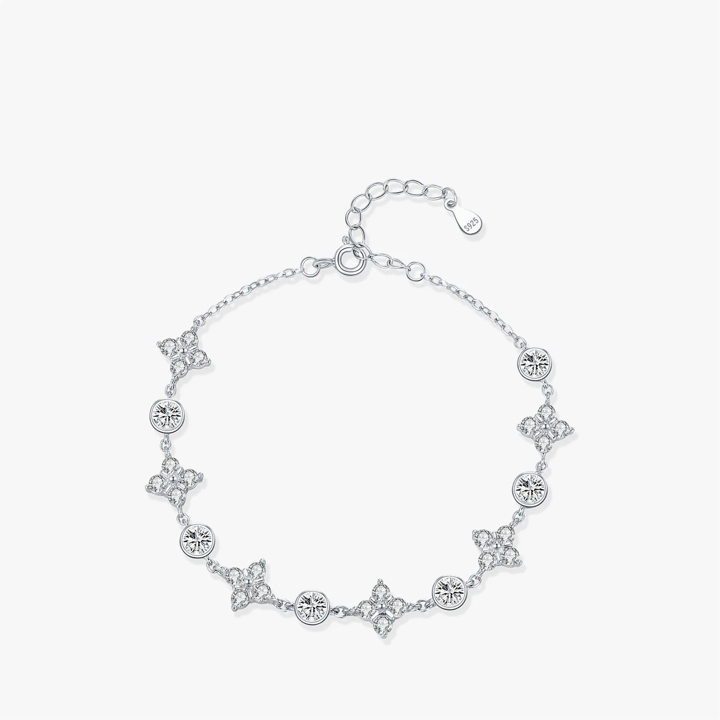 Silver Exquisite Lucky Four-Leaf Clover Bracelet