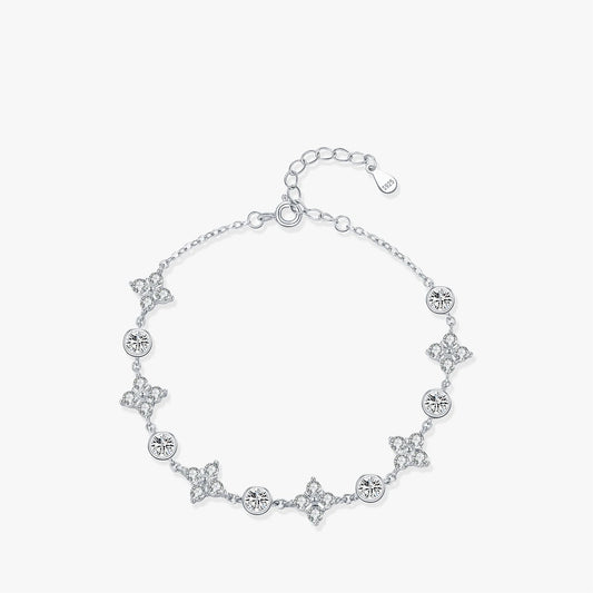Silver Exquisite Lucky Four-Leaf Clover Bracelet