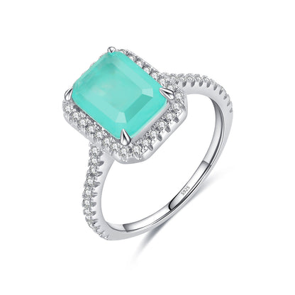 Rectangle Green Paraiba Tourmaline Ring