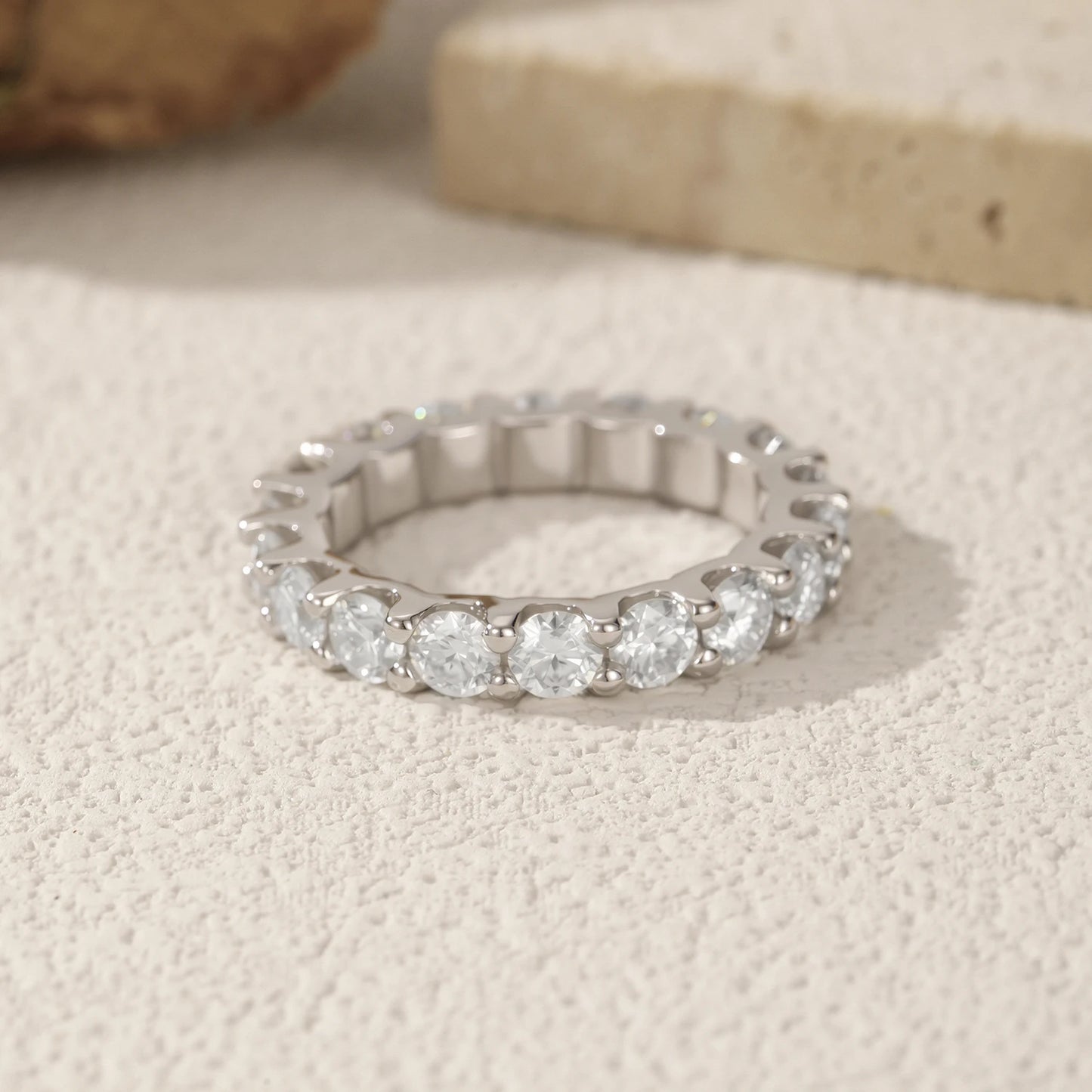 Moissanite Dazzling Round Eternity Band Ring