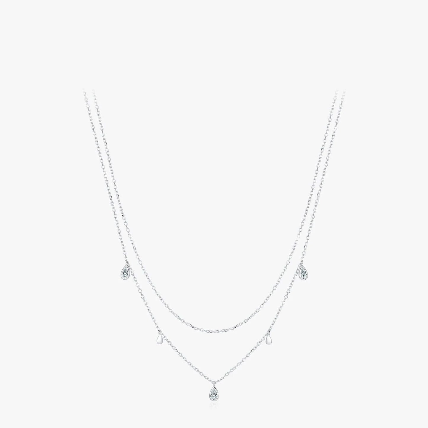 Double Layer Pear Shape Moissanite Diamond Necklace