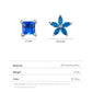 Square & Flowers Blue Zirconia Stud Earrings