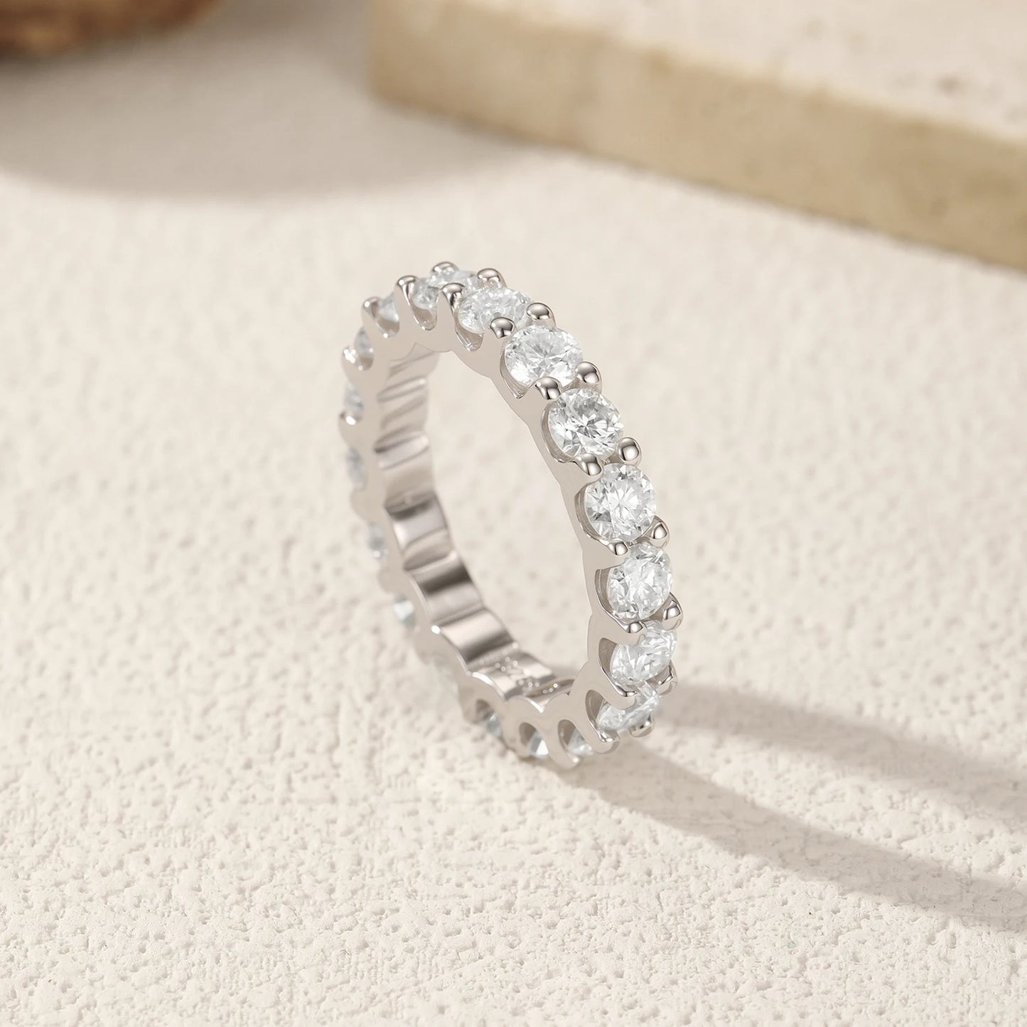 Moissanite Dazzling Round Eternity Band Ring