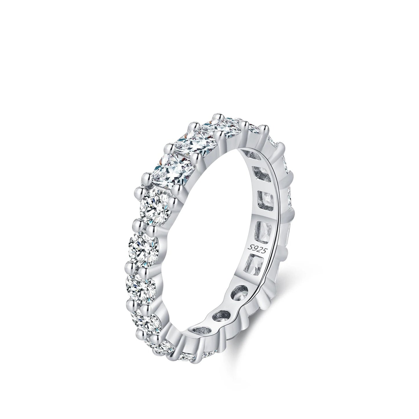Geometric Water Drop Eternity Band Stackable Ring