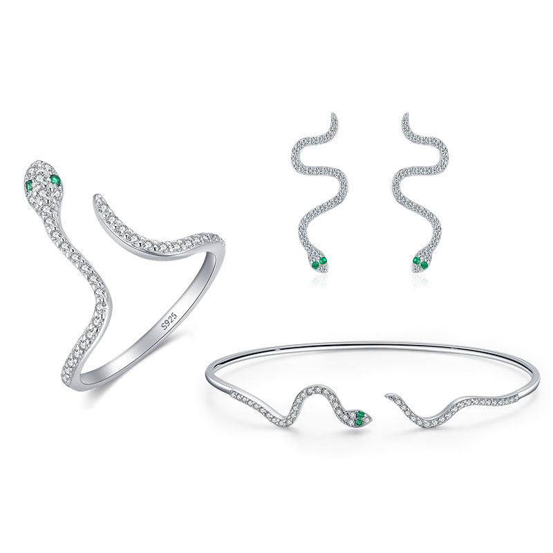 The Snake Rings, Bracelet & Earrings Jewelry Set - RawaJewels