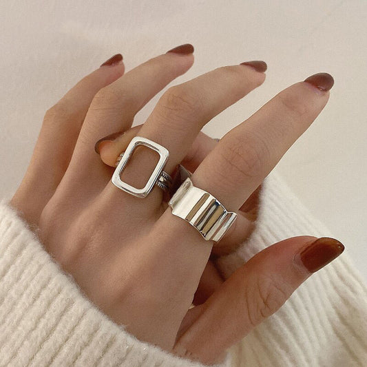 Empty Square Adjustable Ring - RawaJewels