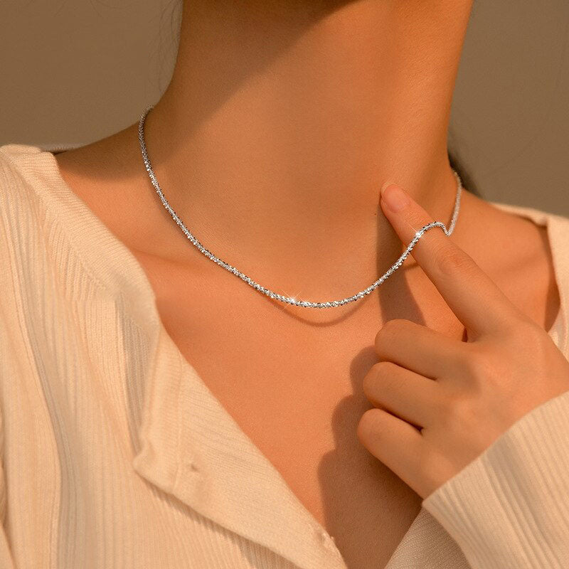 Shiny Silver Necklace - RawaJewels