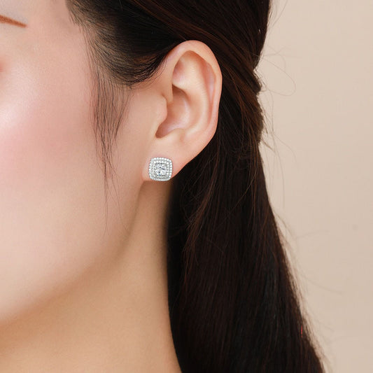 Luxury Cushion Stud Earrings - RawaJewels