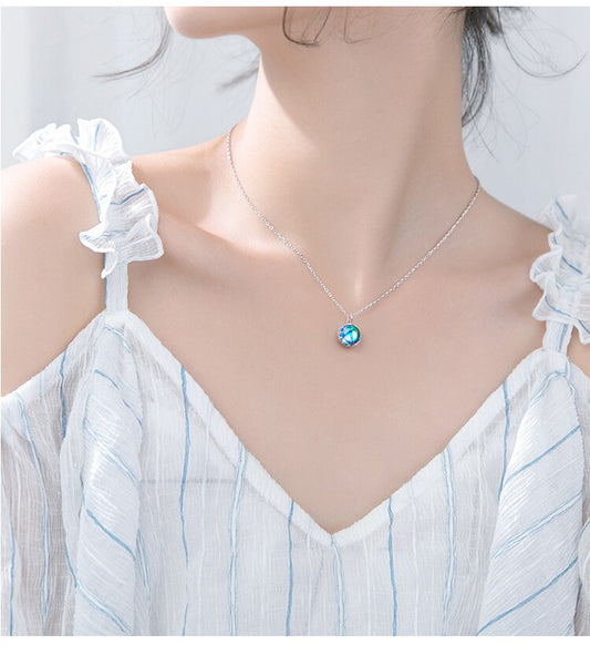 Crystal Blue Crown Necklace - RawaJewels