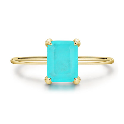 Classic Rectangle Tourmaline Paraiba Ring - RawaJewels