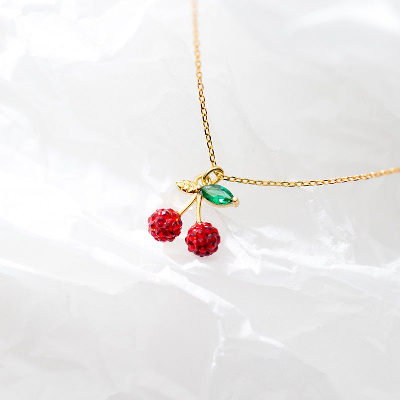 Red Crystal Cherry Necklace