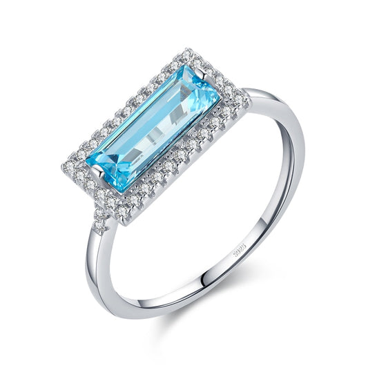 Rectangle Sky Blue Ring - RawaJewels