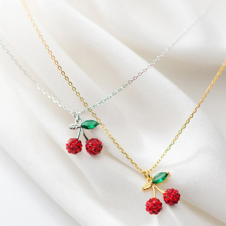 Red Crystal Cherry Necklace
