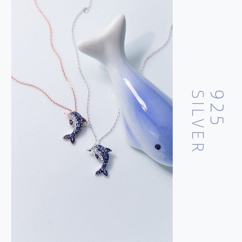 Blue Crystal Dolphin Necklace