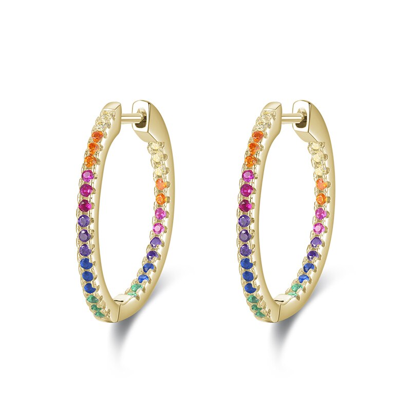 Rainbow Sparkling Hoop Earrings - RawaJewels